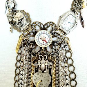 #552 MASSIVE Upcycled B-SISTER Steam=Funk Flagship Piece, Statement Necklace